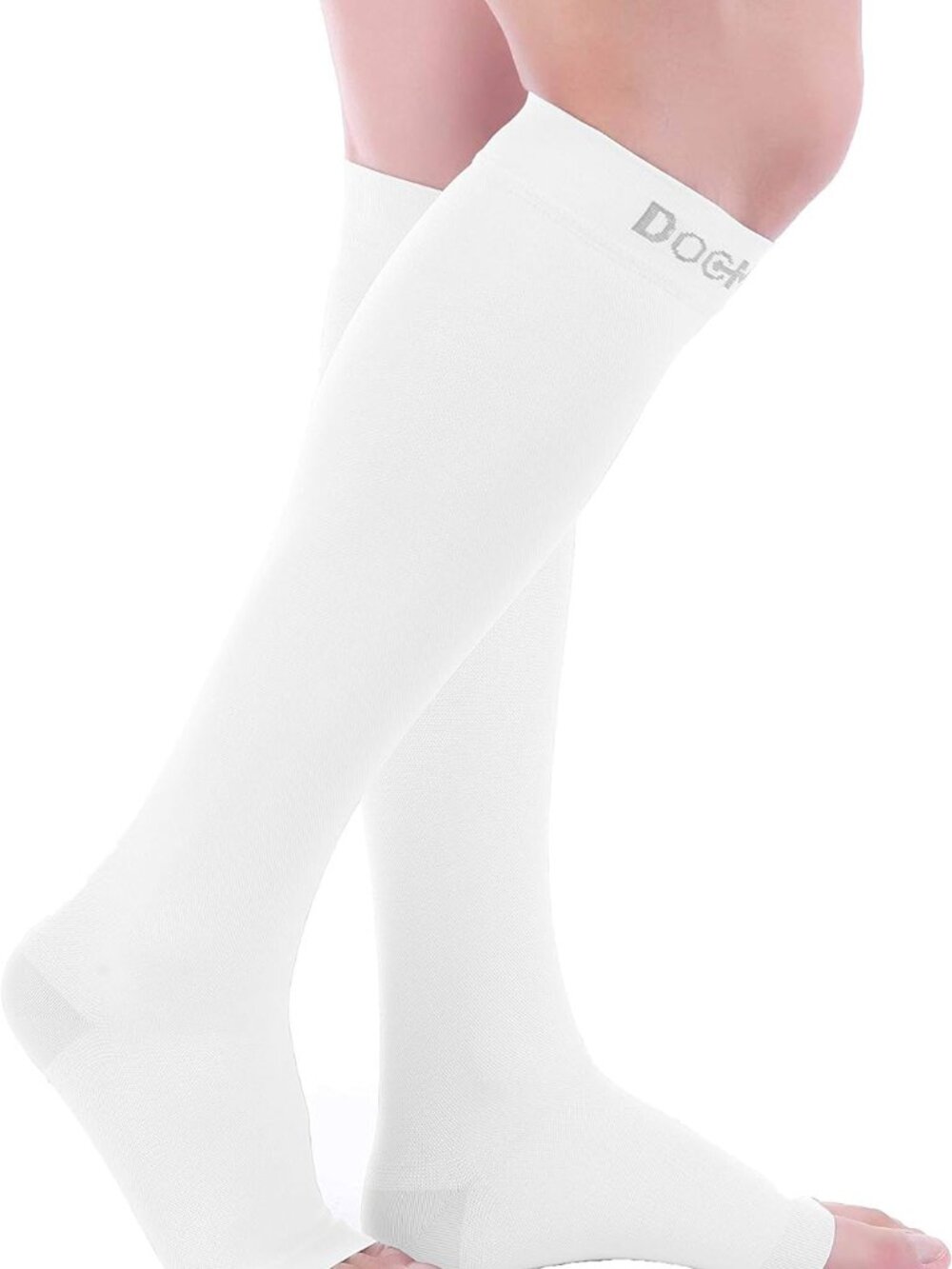Doc Miller Compression Open Toe Compression Socks, 1 Pair, White